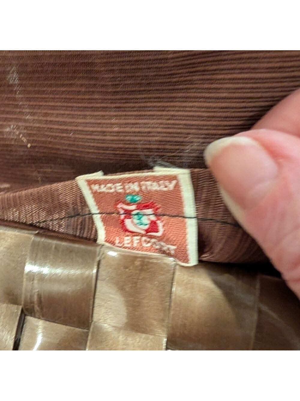 True Vintage Lefcort Bag Italy 1940s 1950s Brown Gold - Picture 2 of 7